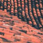 Close-up of red clay roof tiles on a Florida home